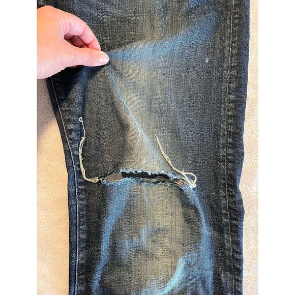 G Star Raw Jeans Men’s 36 X 38 Blue Dark Wash Straight Leg Button Fly Distressed - Picture 10 of 14